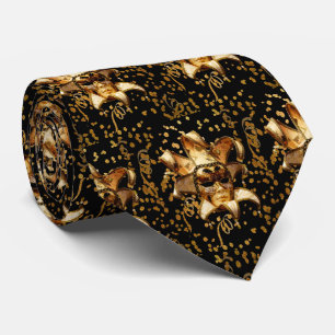 Mardi Gras Carnival Gold Mask With Confetti Black Tie