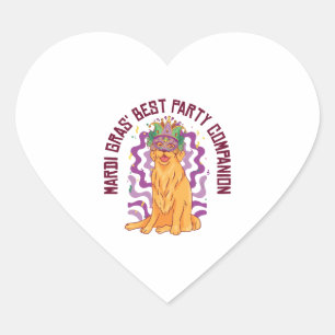 Mardi Gras Carnival Golden Retriever Party Costume Heart Sticker