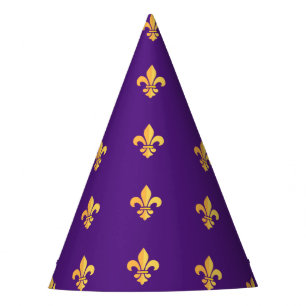 Mardi Gras Carnival Harlequin Fleur de Lis Diamond Party Hat