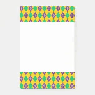 Mardi Gras Carnival Harlequin Gold Fleur de Lis Post-it Notes