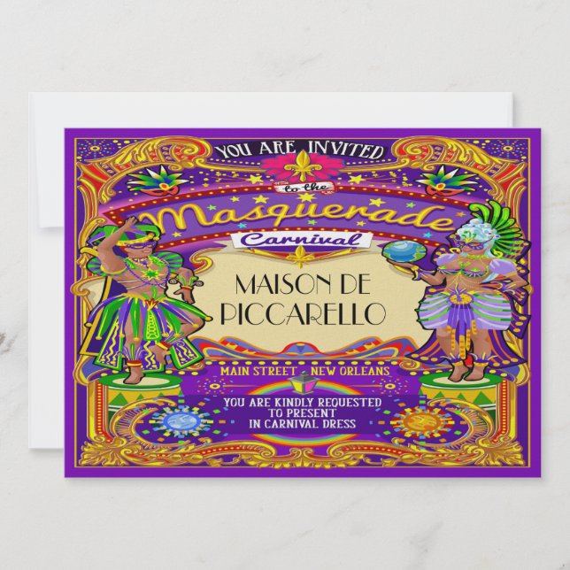 Mardi Gras Carnival Invitation (Front)