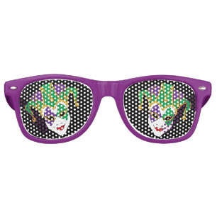 Mardi Gras Carnival Jester Mask Retro Sunglasses