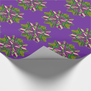 Mardi Gras Carnival Jewel Tone Star Wrapping Paper