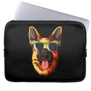 Mardi Gras Carnival Mask German Shepherd Laptop Sleeve