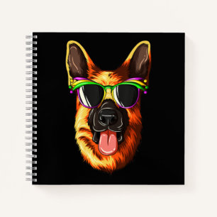 Mardi Gras Carnival Mask German Shepherd Notebook