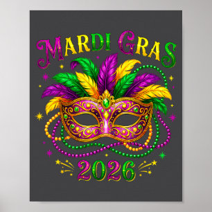 Mardi Gras Carnival New Orleans 2026 Jester Mask B Poster