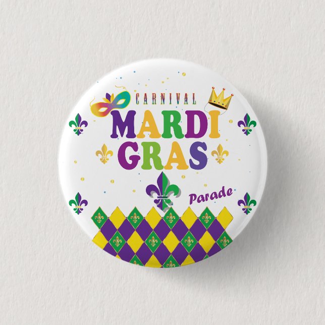 Mardi Gras Carnival Party Fleur de Lis pattern 3 Cm Round Badge (Front)