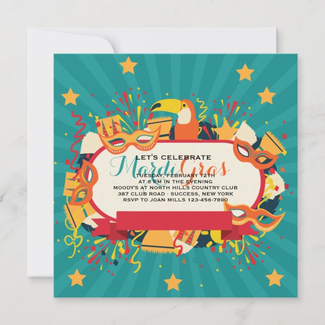 Mardi Gras Carnival Party Invitation (Front)