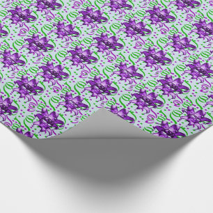 Mardi Gras Carnival Purple Mask With Confetti Wrapping Paper