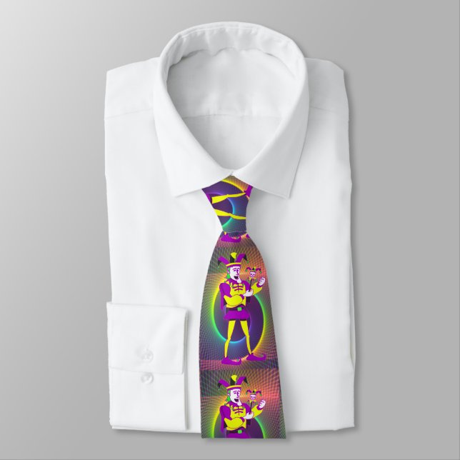 Mardi Gras Carnival  Purple Yellow Jester Tie (Tied)