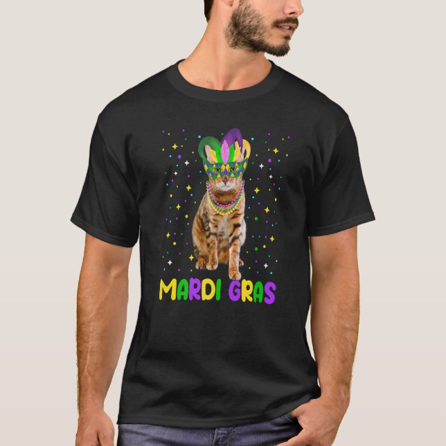 Mardi Gras Carnivals Cute Bengal Cat Animals T-Shirt (Front)