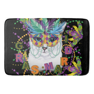 Mardi Gras Cat, Funny Mardi Gras Bath Mat