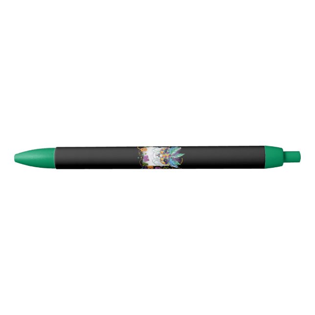 Mardi Gras Cat, Funny Mardi Gras Black Ink Pen (Front)