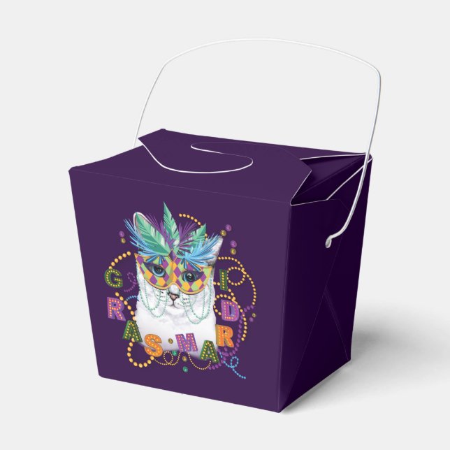Mardi Gras Cat, Funny Mardi Gras Favour Box (Front Side)