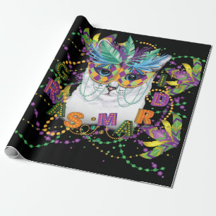 Mardi Gras Cat, Funny Mardi Gras Wrapping Paper
