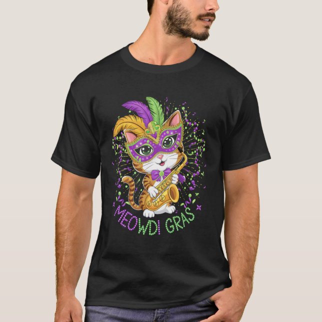 Mardi Gras Cat Lovers  T-Shirt (Front)