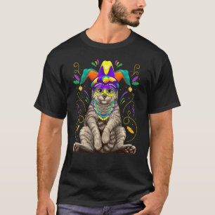 Mardi Gras Cat Nola New Orleans Louisiana Cat Cos T-Shirt