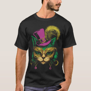 Mardi Gras Cat With Hat Gles Women Kids T-Shirt