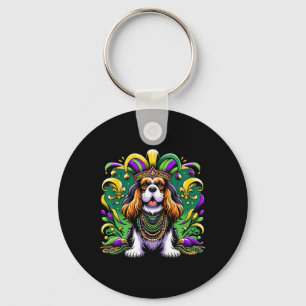 Mardi Gras Cavalier King Charles Spaniel Dog Jeste Key Ring