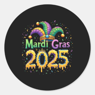 Mardi Gras Celebration 2025 Mask Feathers Mardi Gr Classic Round Sticker