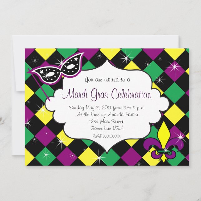 Mardi Gras Celebration Invitation (Front)
