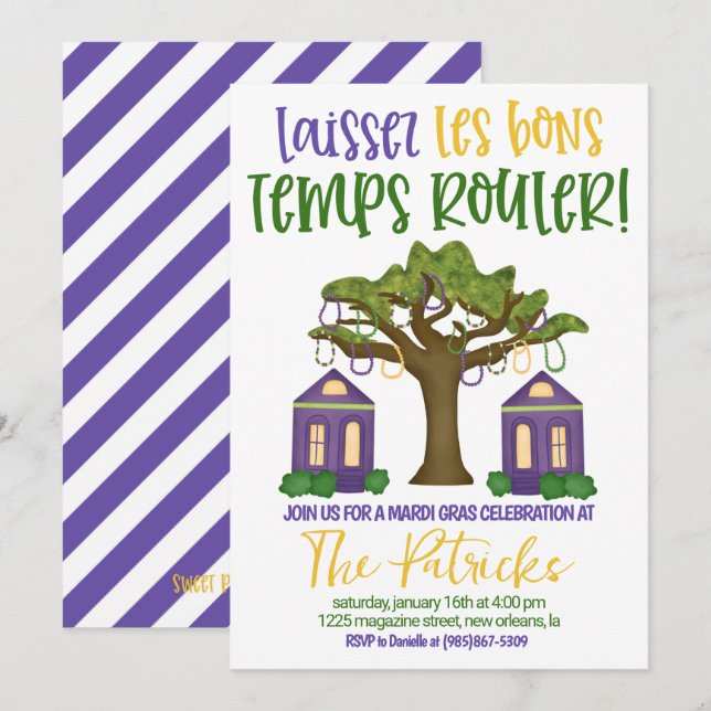 Mardi Gras Celebration Invitation (Front/Back)