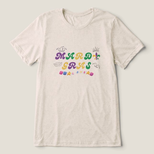 Mardi Gras Celebration love Tri-Blend Shirt (Design Front)