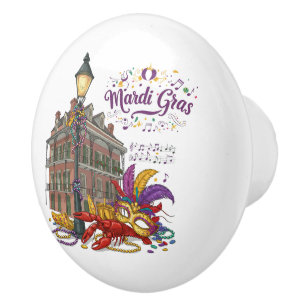 Mardi Gras Ceramic Knob