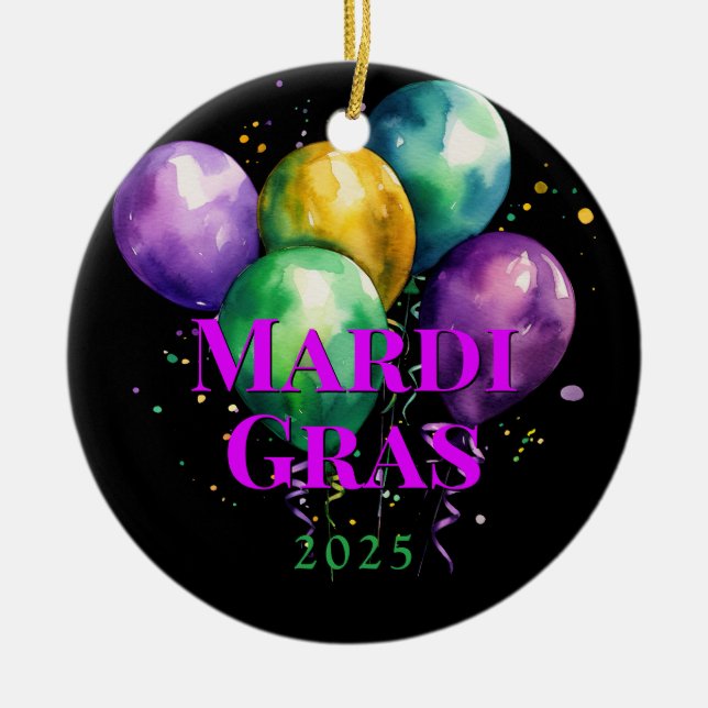 Mardi Gras  Ceramic Tree Decoration (Front)