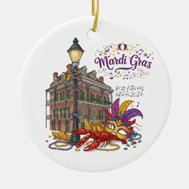 Mardi Gras Ceramic Tree Decoration (Front)
