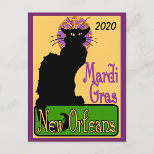 Mardi Gras Chat Noir, add text Postcard