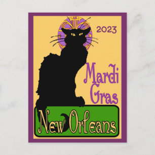 Mardi Gras Chat Noir, add text Postcard