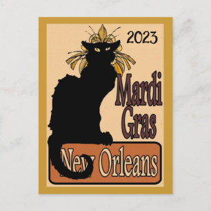 Mardi Gras Chat Noir Personalise Postcard