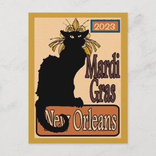 Mardi Gras Chat Noir Postcard