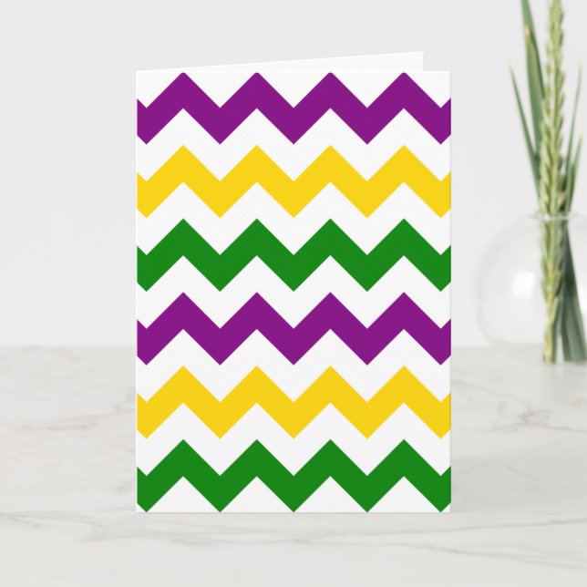 Mardi Gras Chevron Pattern Card (Front)