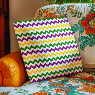 Mardi Gras Chevron Pattern Gold Cushion