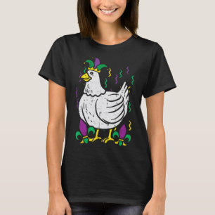Mardi Gras Chicken Funny Outfit Farming Men Women T-Shirt