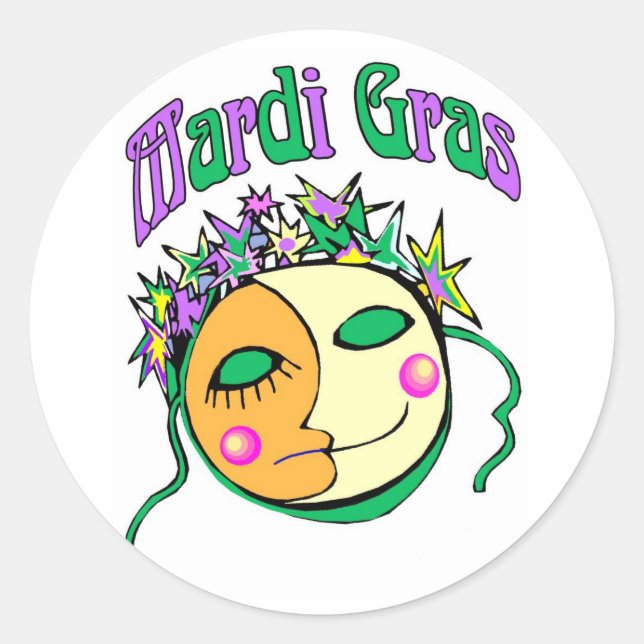 MArdi Gras Classic Round Sticker (Front)