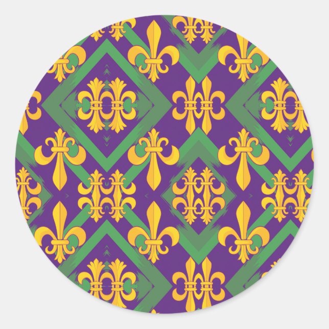Mardi gras  classic round sticker (Front)
