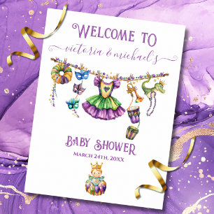 Mardi Gras Clothesline Baby Shower Welcome Sign
