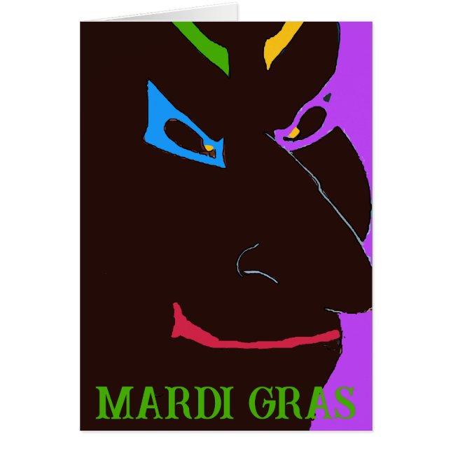 Mardi Gras Clown Face, add text,  (Front)