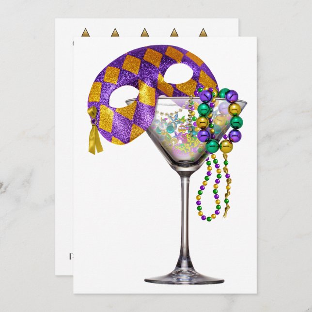 Mardi Gras - Cocktail Party Invitation (Front/Back)