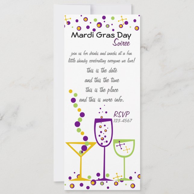 Mardi Gras Cocktails Invitation (Front)