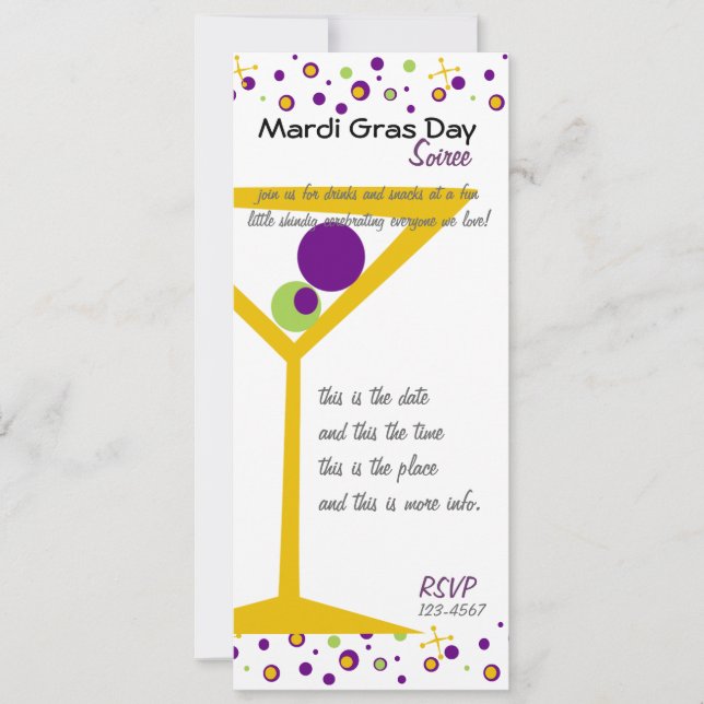 Mardi Gras Cocktails Invitation (Front)