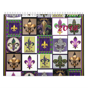Mardi Gras collage fleur de lis 2014 Calendar