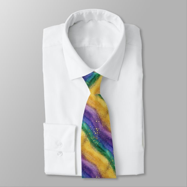Mardi Gras Color Pattern  Tie (Tied)