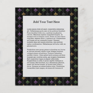 Mardi Gras Colourful Fleur De Lis Dark Vertical Flyer