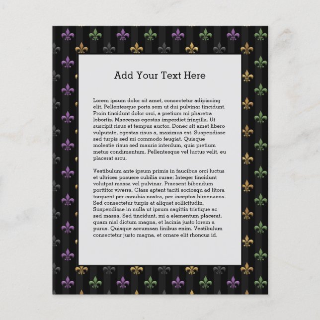 Mardi Gras Colourful Fleur De Lis Dark Vertical Flyer (Front)