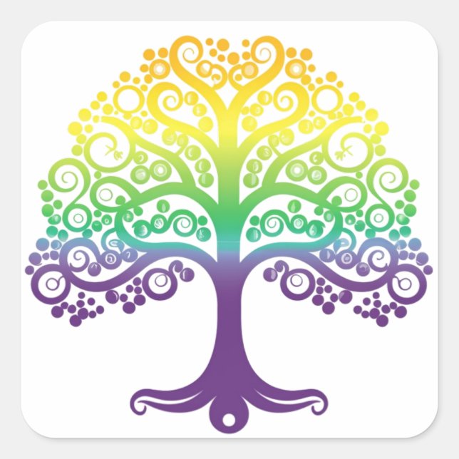 Mardi gras colourful tree design square sticker (Front)