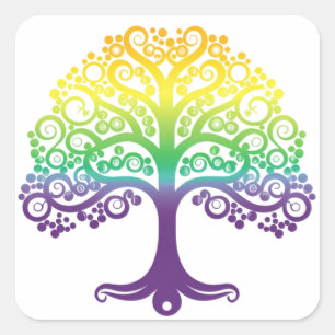 Mardi gras colourful tree design square sticker